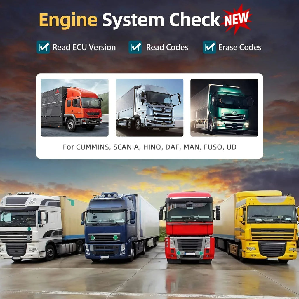 Romondes RD801 Heavy Duty Truck Scanner Diesel OBD Scan Tool EOBD HD OBD OBD2 Scanner Truck & Car 2 in 1 Code Reader Auto Diagnostic Tool Check Engine for Cummins, Scania, Man, Hino, Fuso, UD , DAF