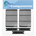 2 BBQ Grill Cooking Grates & 3 Heat Shield Plate Tent Replacement Parts for Charmglow 810-7440-S - Compatible Barbeque Porcelain Enameled Cast Iron Grid 19" & Flame Tamer, Flavorizer Bar