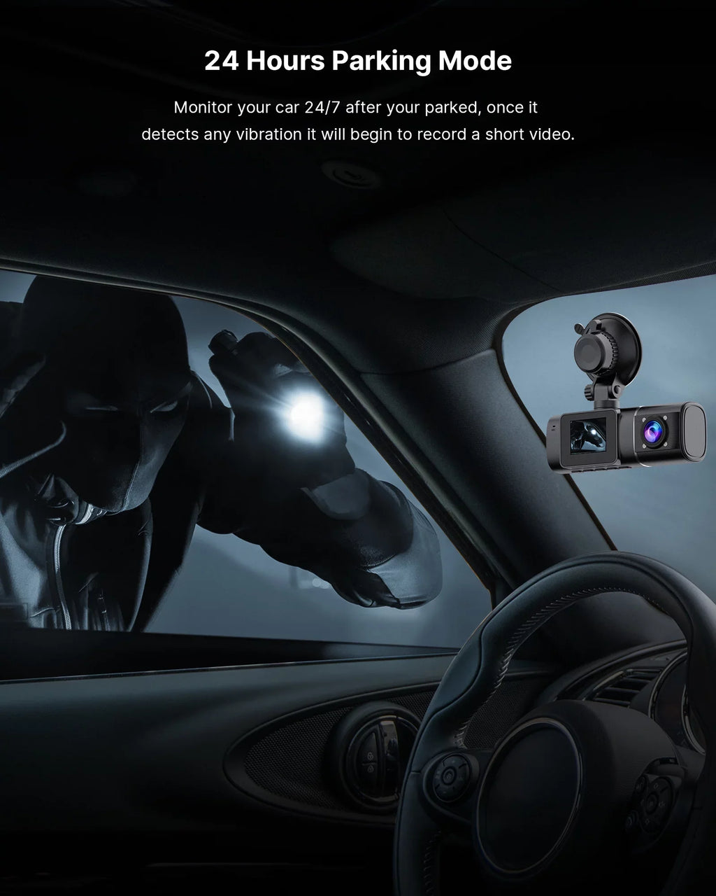 Toguard Dual Dash Cam with IR Night Vision, FHD 1080P Front and 720P Inside Cabin Uber Dash Camera, 1.5 inch LCD Display