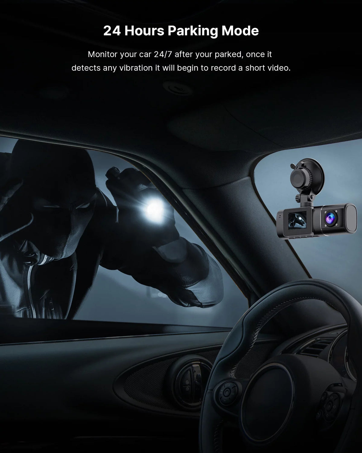 Toguard Dual Dash Cam with IR Night Vision, FHD 1080P Front and 720P Inside Cabin Uber Dash Camera, 1.5 inch LCD Display