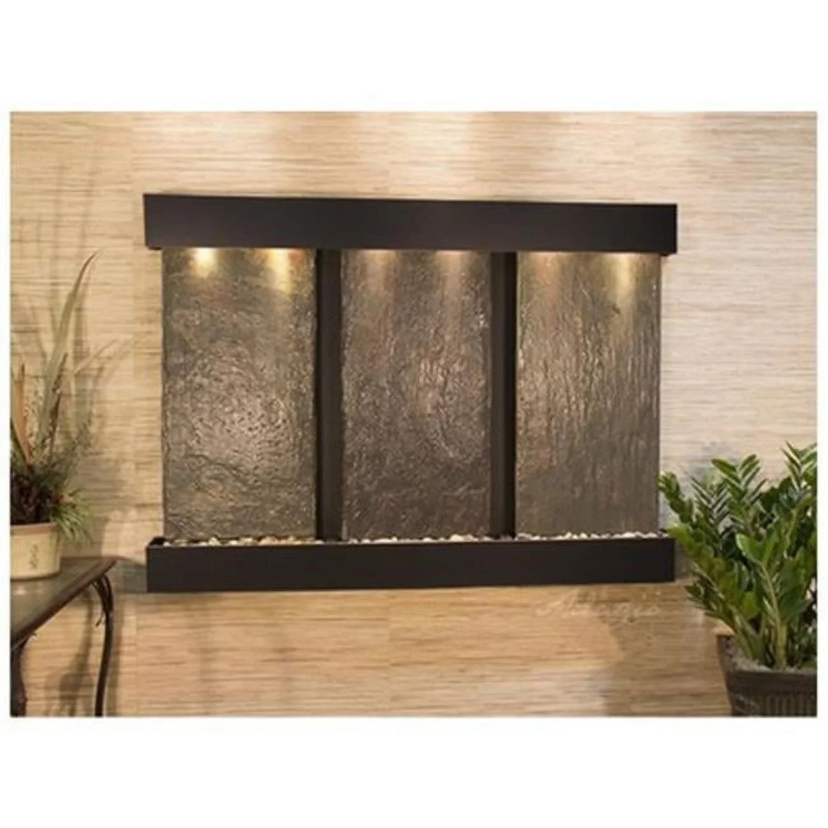 Adagio OFS1504 Olympus Falls-Square-Blackened Metal Natural Slate Wall Fountain