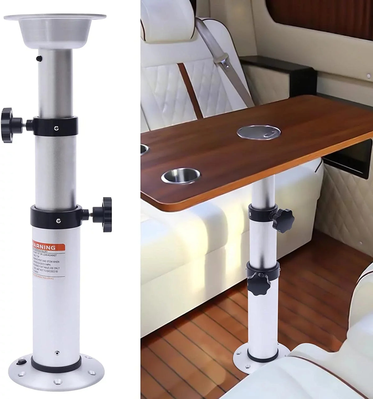 Miumaeov 16.9"-29.1"Adjustable Thickened Table Pedestal Stand Leg Base Mount Frame Aluminum Alloy Removable for RV Camper Marine Boat Caravan Motorhome Table