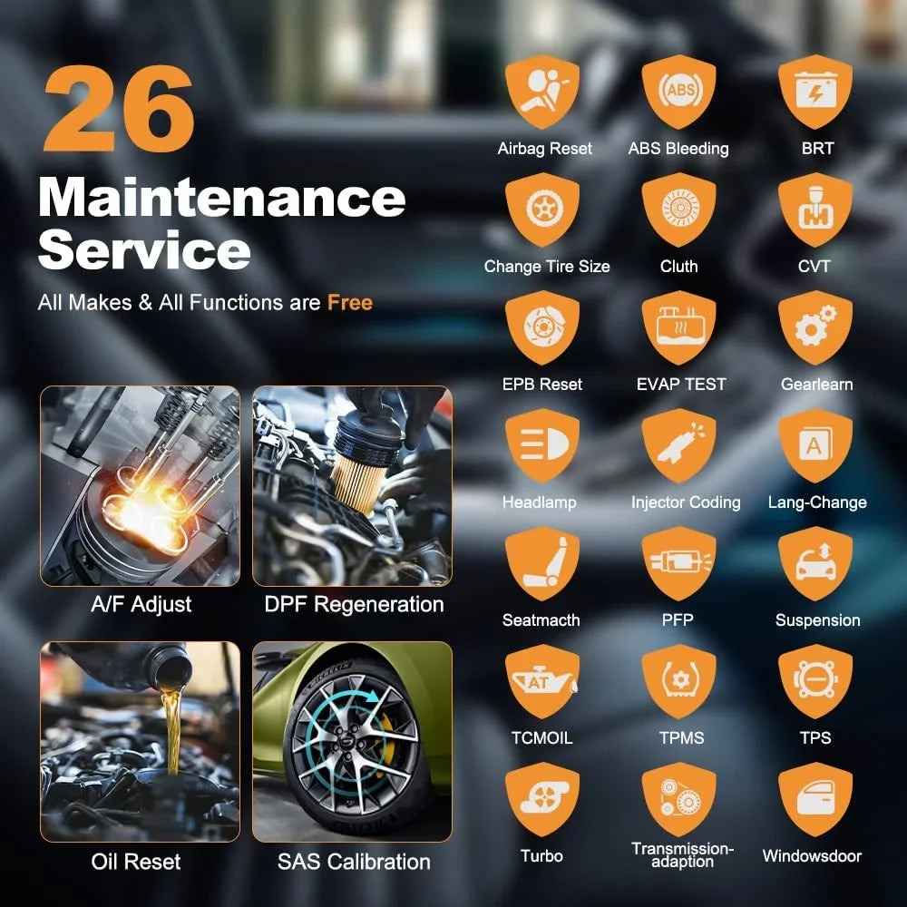 Foxwell NT650 Elite Car OBD2 Scanner ABS SRS Engine Code Reader ABS Bleeding EPB TPS Battery Oil Light Reset SAS Calibration 26 Maintenance Reset Services Automotive Diagnostic Tool