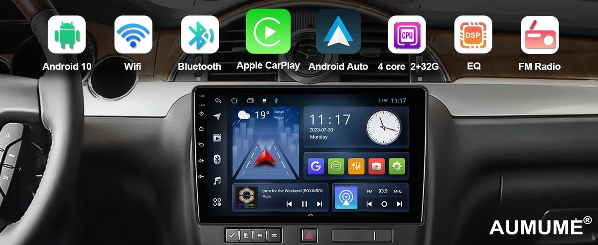 2+32G Aumume 10.1 inches Android 10 Double Din Car Stereo for Chevrolet/GMC/Buick IPS Monitor Monitor Car Radio with Carplay & Android Auto Support Backup Camera GPS Navi FM BT