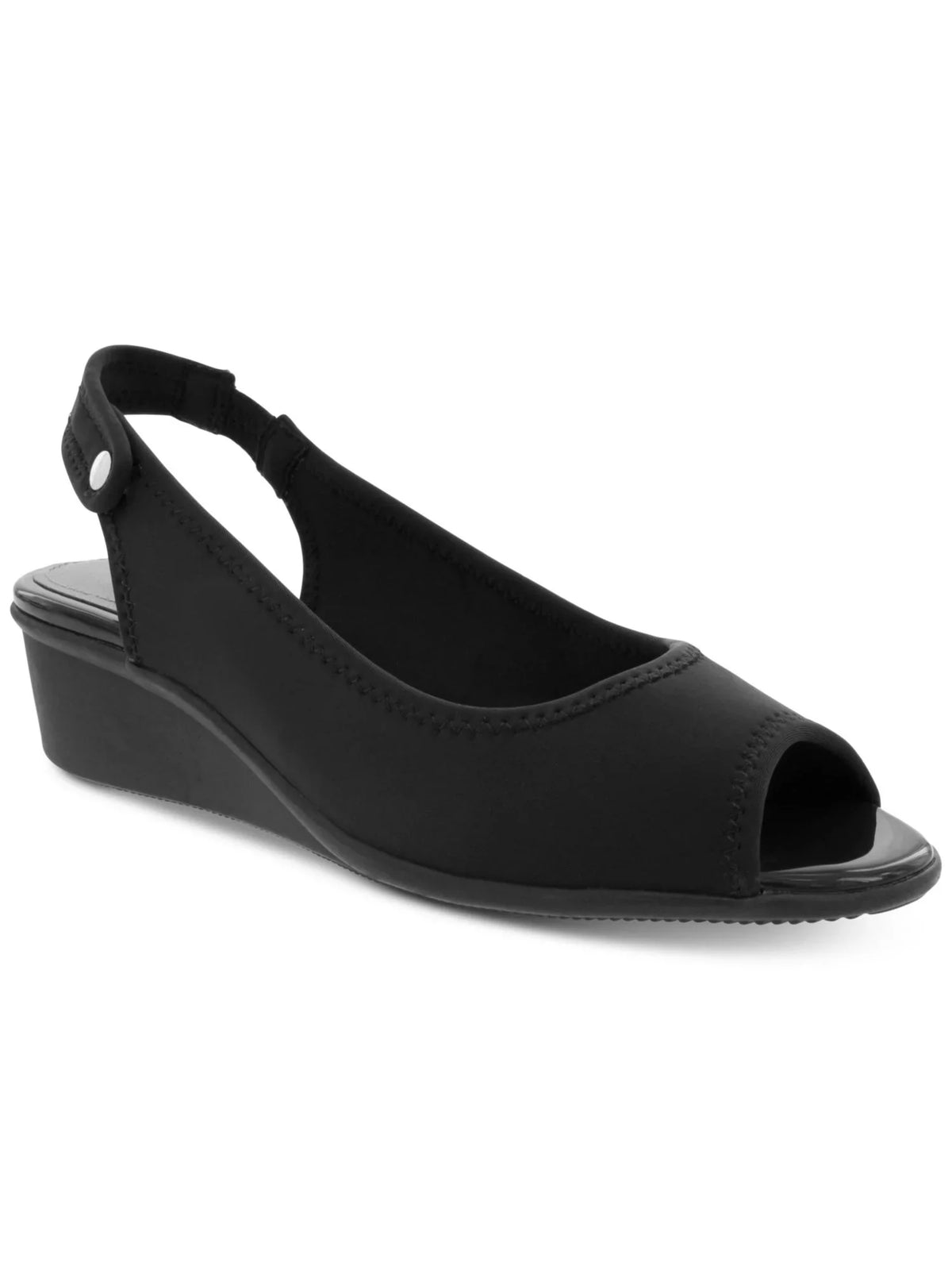 KAREN SCOTT Womens Black Goring Cushioned Studded Yameen Peep Toe Wedge Slip On Heels Shoes 10.5 M