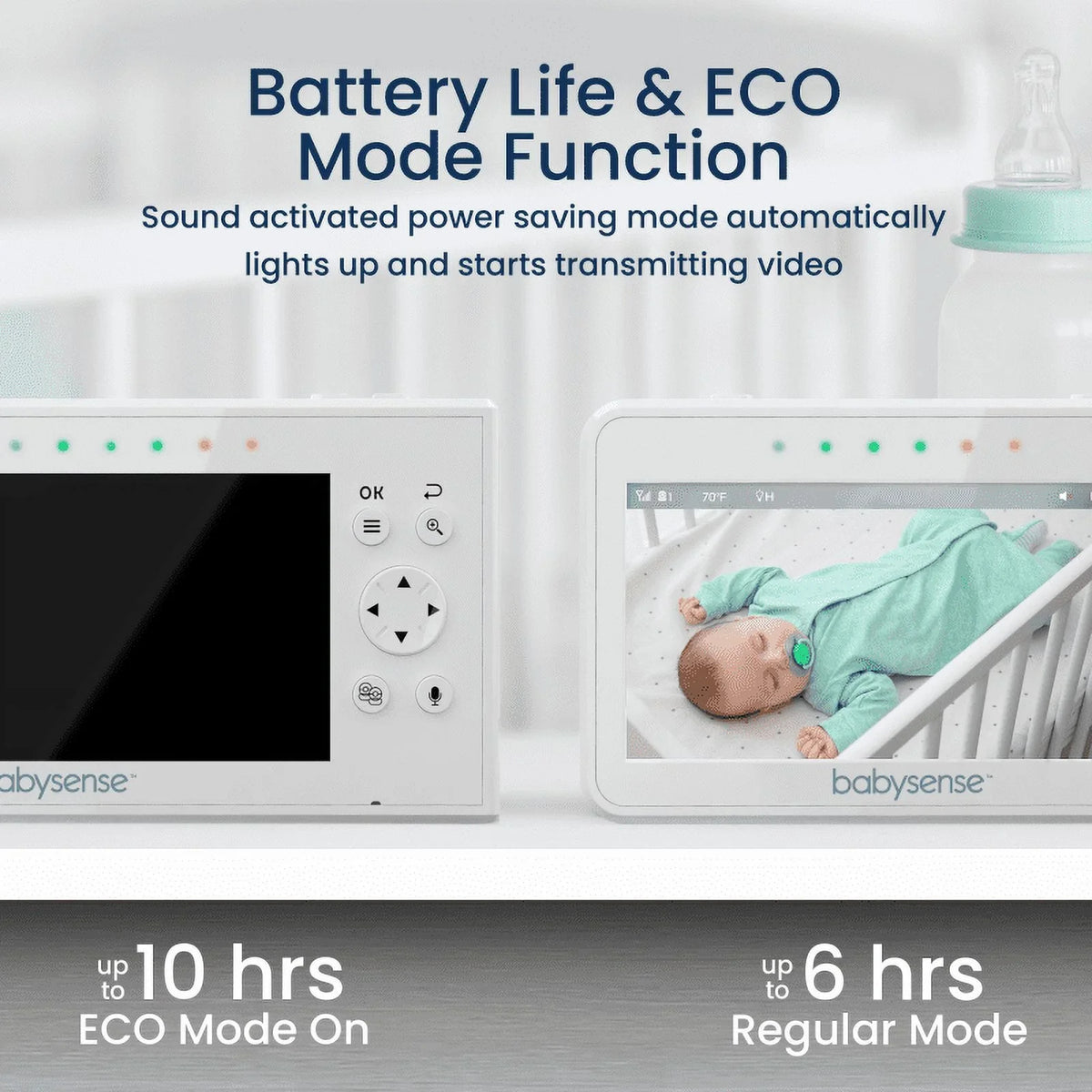 Babysense Split Monitor Video Baby Monitor, 4.3" Display with 2 PTZ Cameras, Long Range, Night Light & Vision, Two-Way Talk, V43