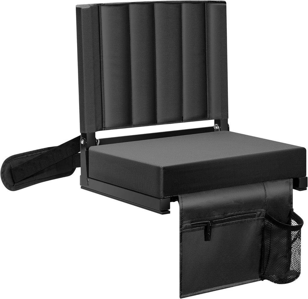 SPECSTAR Portable Stadium Seat for Bleachers with Back Support, Folding Bleacher Chair with Cup Holder and Shoulder Strap