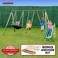 Sportspower Super Saucer Metal Swing Set with Padded Saucer Swing, Lifetime Warranty on Blow Molded Slide, and BONUS Anchor Kit