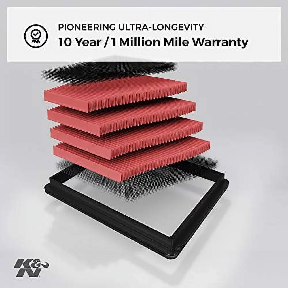 K&N 33-2260 Engine Air Filter: High Capability Premium, Washable, Replacement: 2001 - 2014 Toyota/Lexus (Kluger, Highlander, Camry Hybrid, Sienna, Alphard, Solara, Wisdom, ES 300, RX 300)
