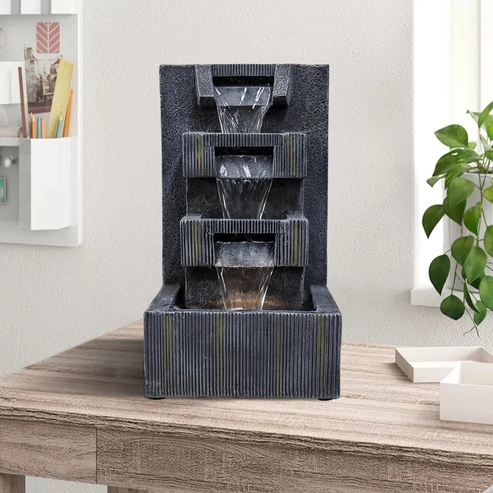 LED Tabletop Fluid Fountain - Grey - Soothing Sounds & LED Ambiance