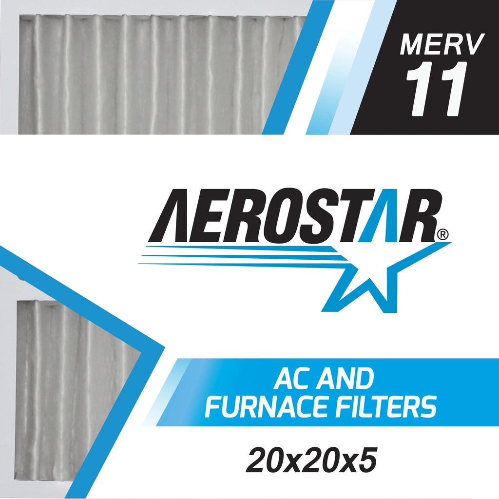 Aerostar 20x20x5 MERV 11, Carrier Replacement Pleated Air Filter, 20x20x5, Box of 2