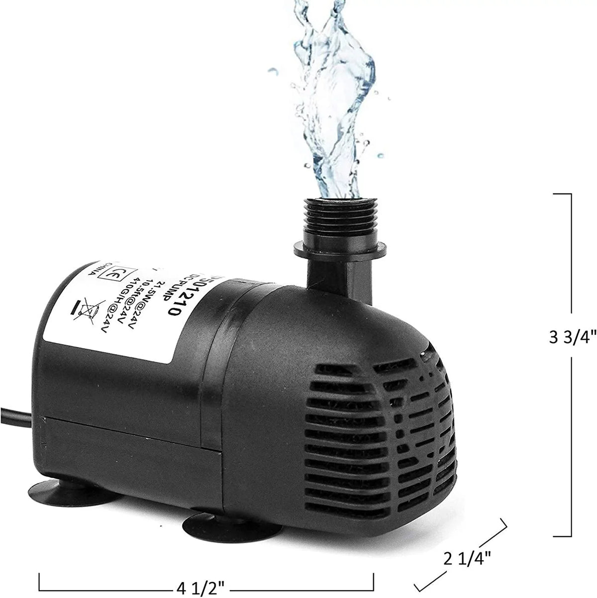 12V - 24V DC Brushless Submersible Liquid Pump, 410GPH, for Solar Fountain, Fish Pond, and Aquarium 410GpH 1 Pack