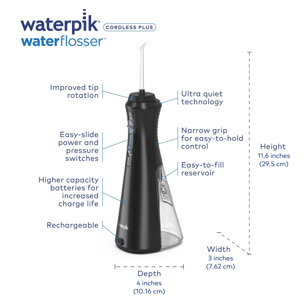 Fluid Cordless Plus Portable Liquid Flosser Oral Irrigator, Black