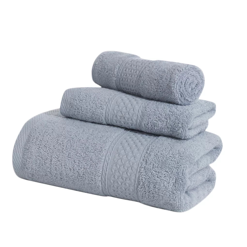 3 Pcs/set Home Hotel Cotton Towel Hands Face Body Liquid Sweat Absorption Cleaning Drying Towel, Medium Grey