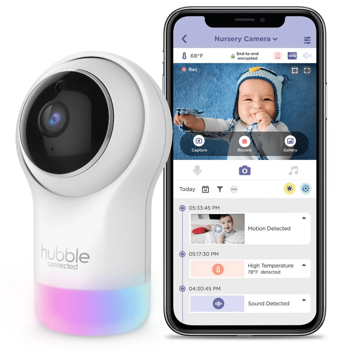 Hubble Connect Nursery Pal Glow, Wi-Fi Baby Monitor with Pan, Tilt, and Zoom Function