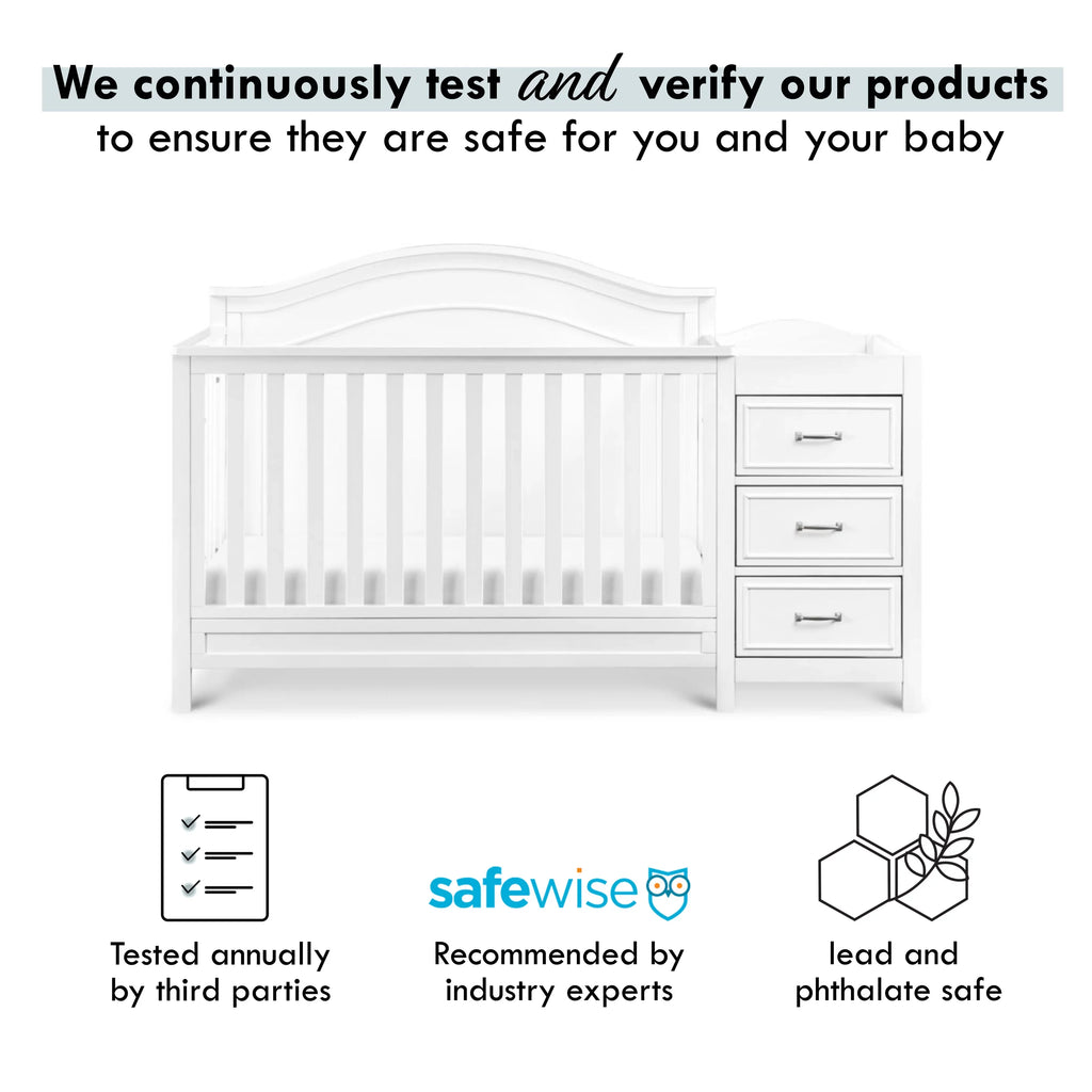 DaVinci Charlie 4-in-1 Convertible Crib and Changer Combo in White