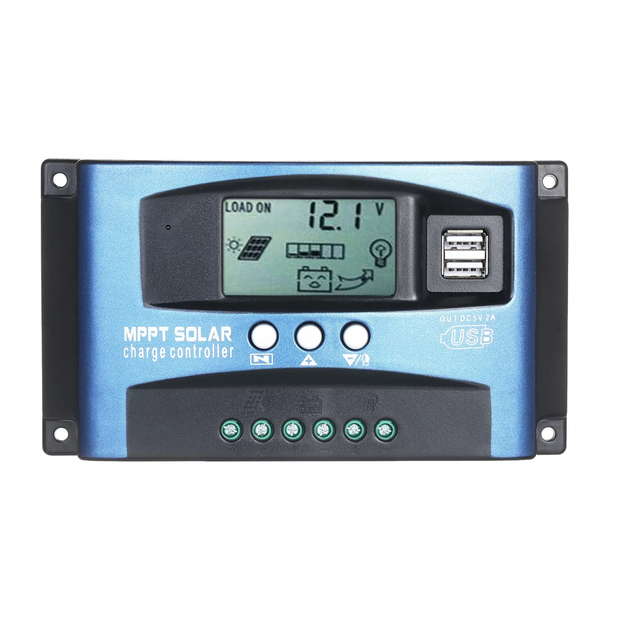 Dazzduo Controller,Dual USB Output LCD Display Display 5V/2A Solar Identification 5V/2A Dual Dual USB Solar Dual USB Solar USB Output 12V/24V 5V/2A Dual USB