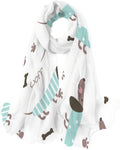 Hyjoy Dachshunds And Bones Long Silk Neck Scarf Lightweight Shawl Wrap Scarves for Women Girls