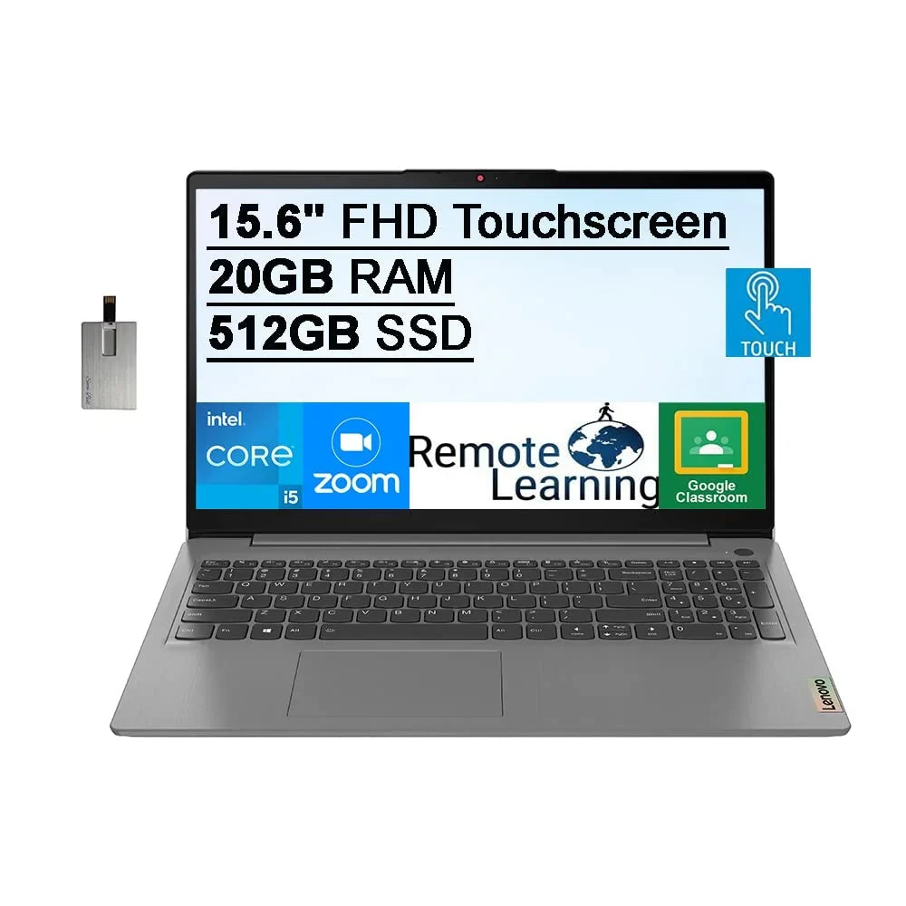 2021 Ideapad 3 15.6" FHD Monitor Notebook Computer, Core i5-1135G7, 20GB RAM, 512GB PCIe SSD, Backlit Keyboard, Iris Xe Graphics, HD Webcam, Dolby Audio, Win 11S, Grey, 32GB USB Card