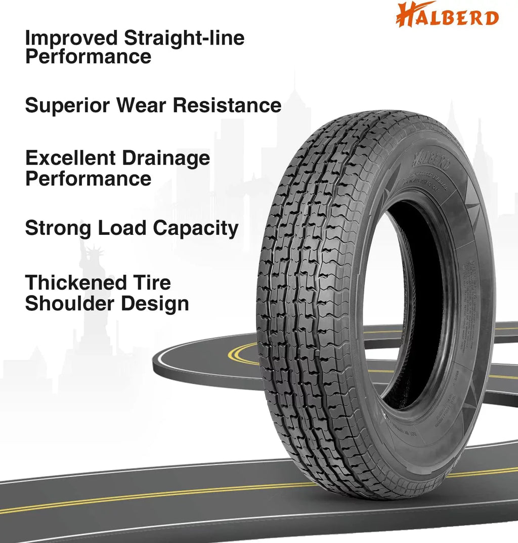 ST225/75R15 Trailer Tires 10PR Load Range E Heavy Duty 225 75 15 Radial Trailer Tires Improve Traction in all-road condition Set 2