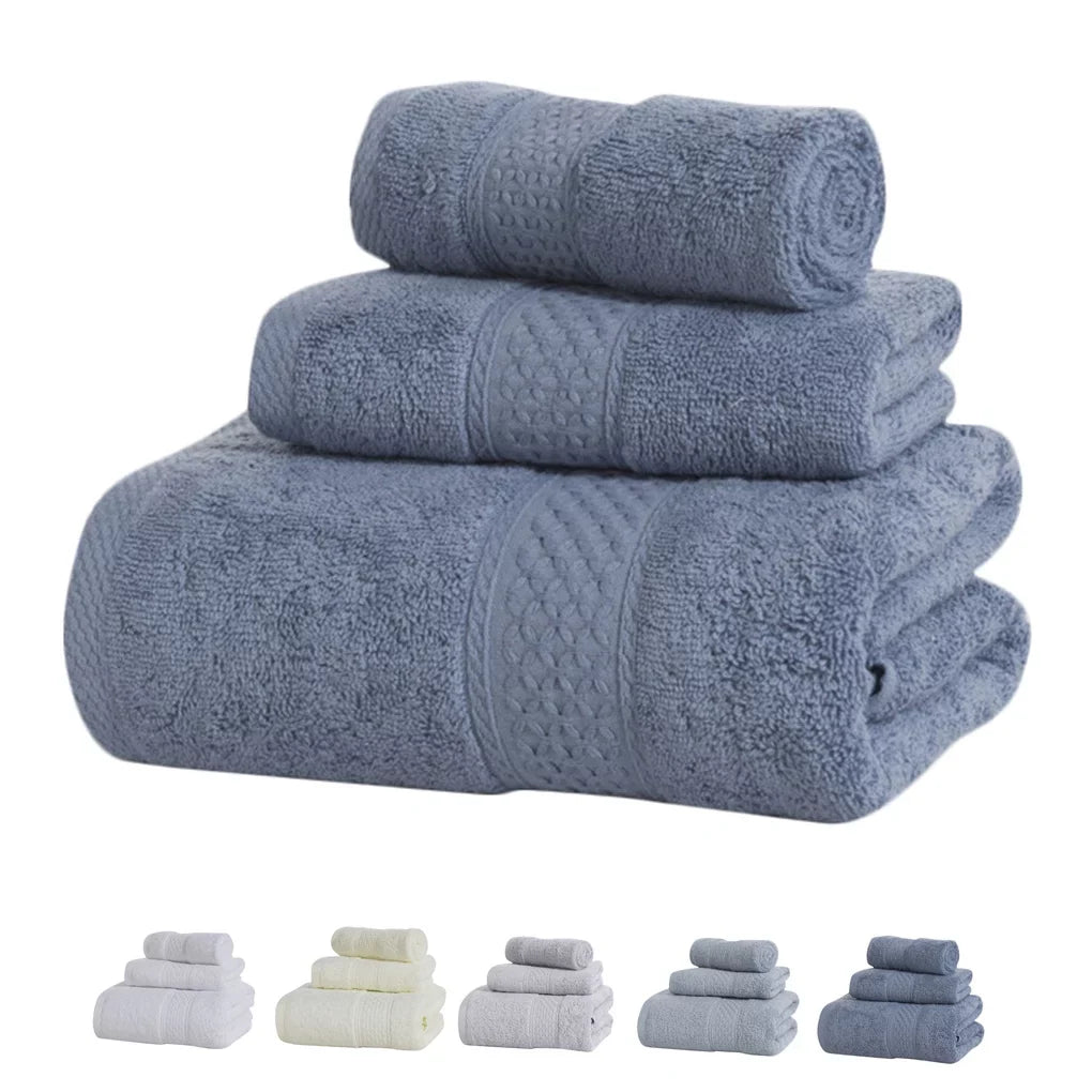 3 Pcs/set Home Hotel Cotton Towel Hands Face Body Liquid Sweat Absorption Cleaning Drying Towel, Medium Grey