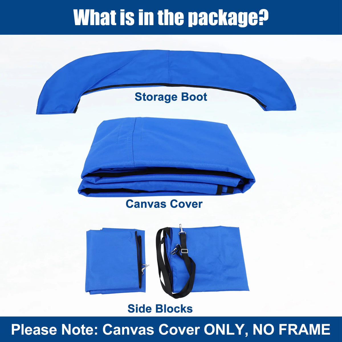 Unique Bargains 4Bow 8'Lx54"Hx67"-72"W Bimini Top Canvas With Detachable Side Blocks Blue