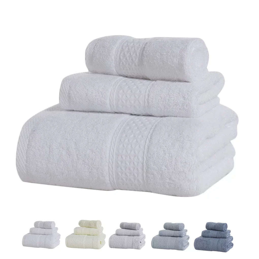 3 Pcs/set Home Hotel Cotton Towel Hands Face Body Liquid Sweat Absorption Cleaning Drying Towel, Medium Grey