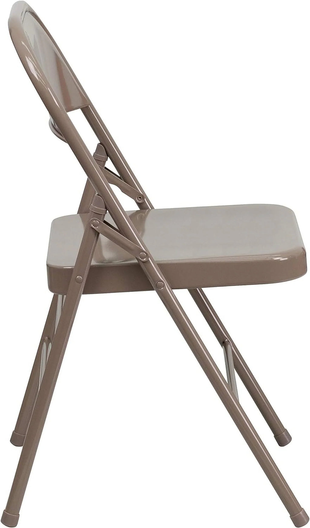 HERCULES Series Triple Braced & Double Hinged Beige Metal Folding Chair