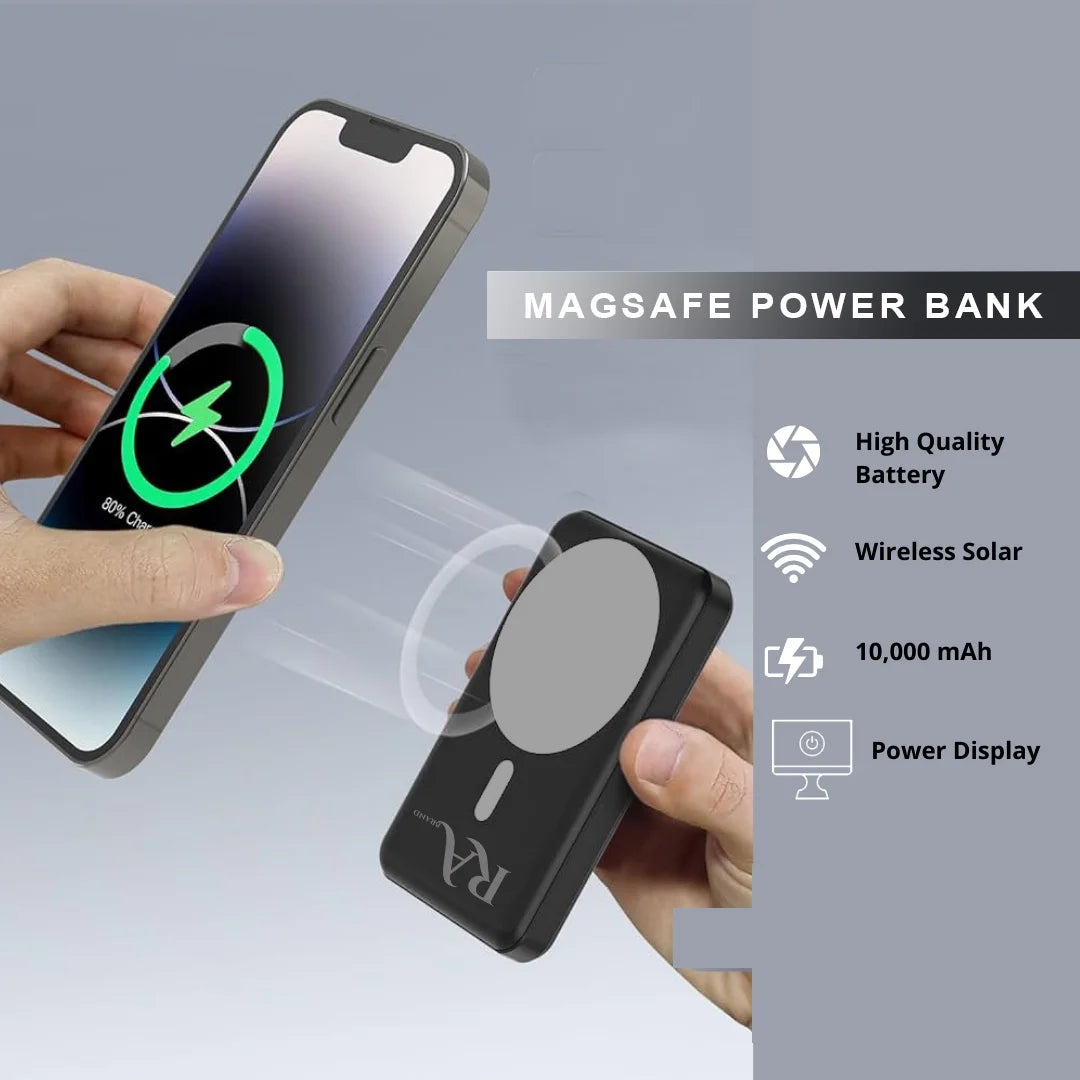 Rabrand Magsafe Fast Charging Portable Power Bank, Solar Wireless Magnetic Phone Charger 5000 Mah