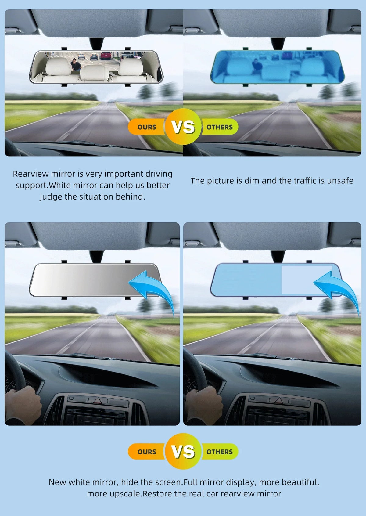 TOGUARD Mirror Dash Cam for Cars, 1080P HD Rear View Mirror Camera, 5'' IPS Full Touch Display Front and Rear Dual Dash Camera with G-Sensor, Parking Monitor, Loop Recording, Parking Assistant
