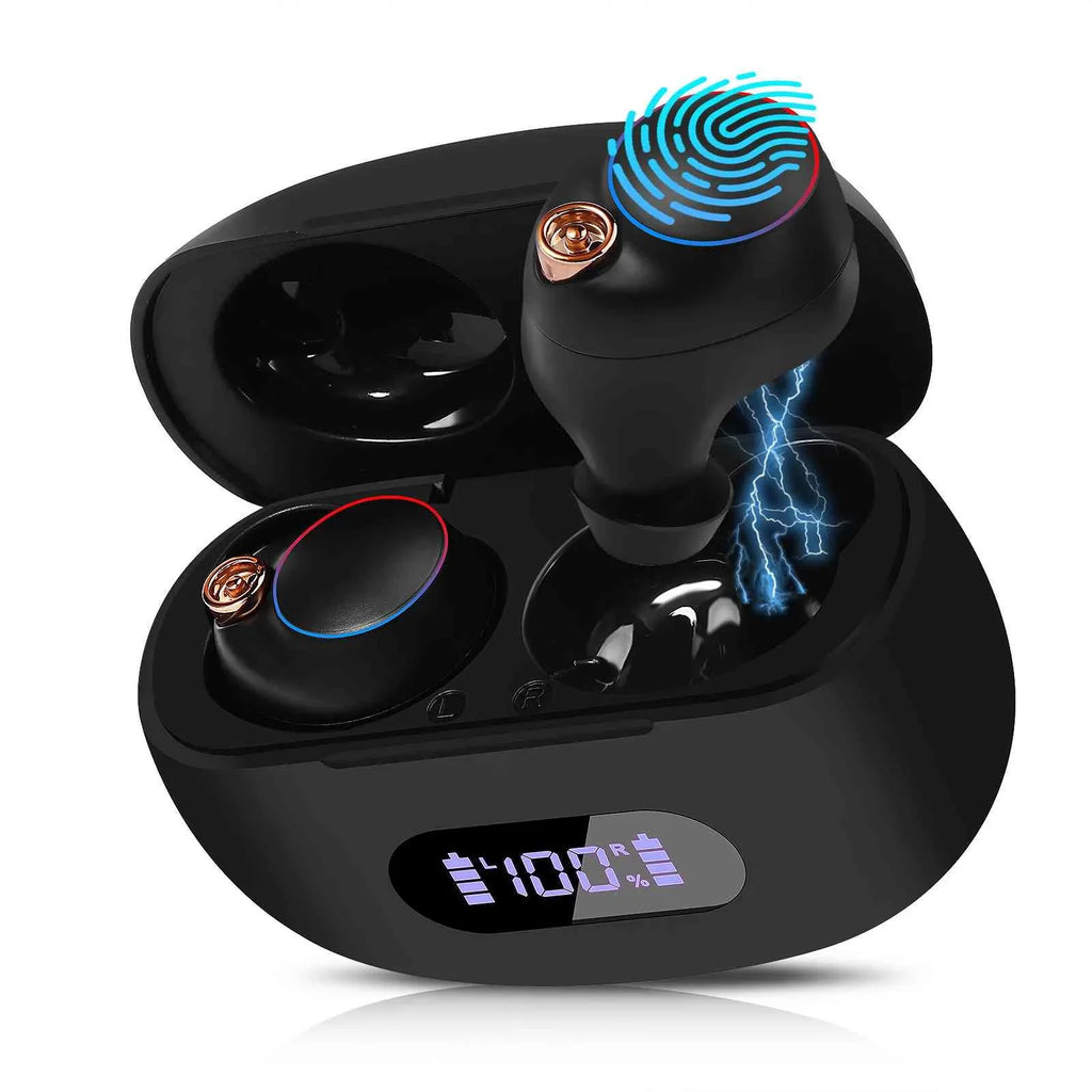 UrbanX True Wireless Bluetooth Earbuds + Charging Case, Black, Dual Connect, IPX5 Liquid Resistance, Bluetooth 5.2 Connection, Balanced, Bass Boost Compatible with OnePlus Ace 2