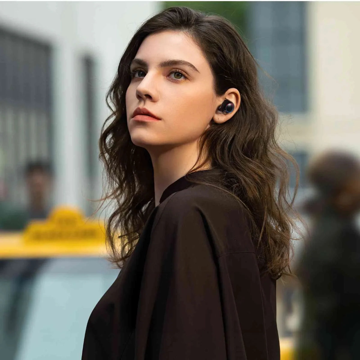 UrbanX True Wireless Bluetooth Earbuds + Charging Case, Black, Dual Connect, IPX5 Liquid Resistance, Bluetooth 5.2 Connection, Balanced, Bass Boost Compatible with Tab V7