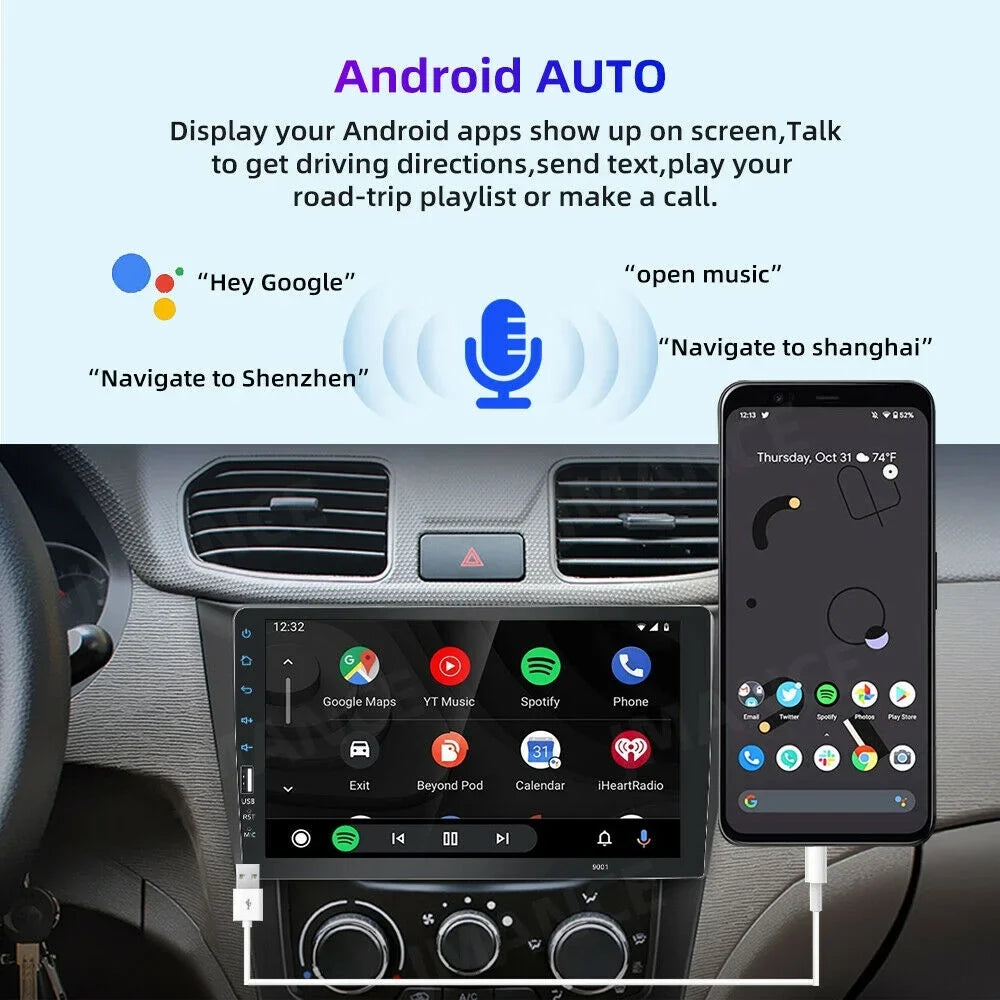 JMANCE MP5 Carplay Android Auto Car Audio GPS 9" Single Din FM Radio with Camera
