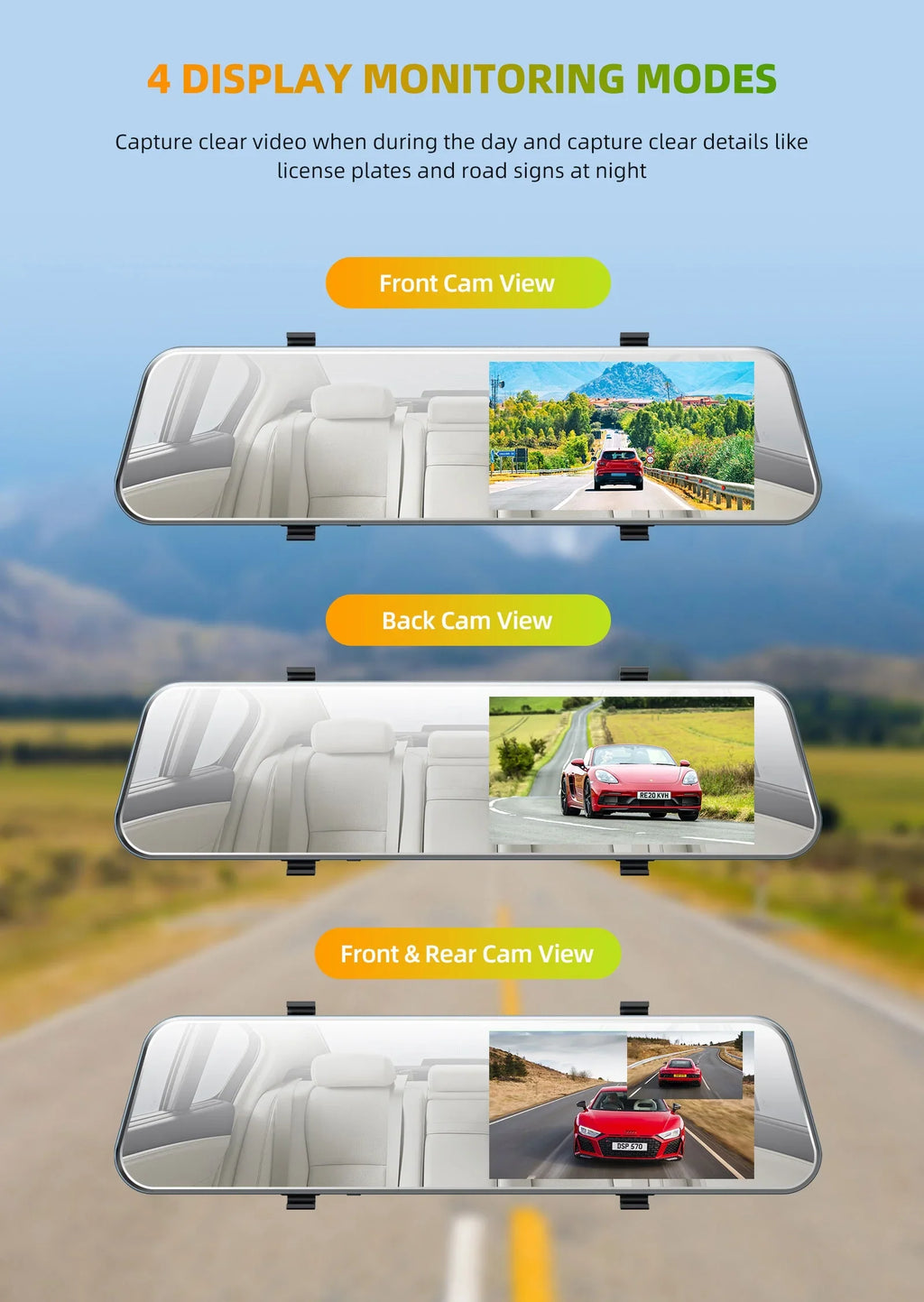 TOGUARD Mirror Dash Cam for Cars, 1080P HD Rear View Mirror Camera, 5'' IPS Full Touch Display Front and Rear Dual Dash Camera with G-Sensor, Parking Monitor, Loop Recording, Parking Assistant