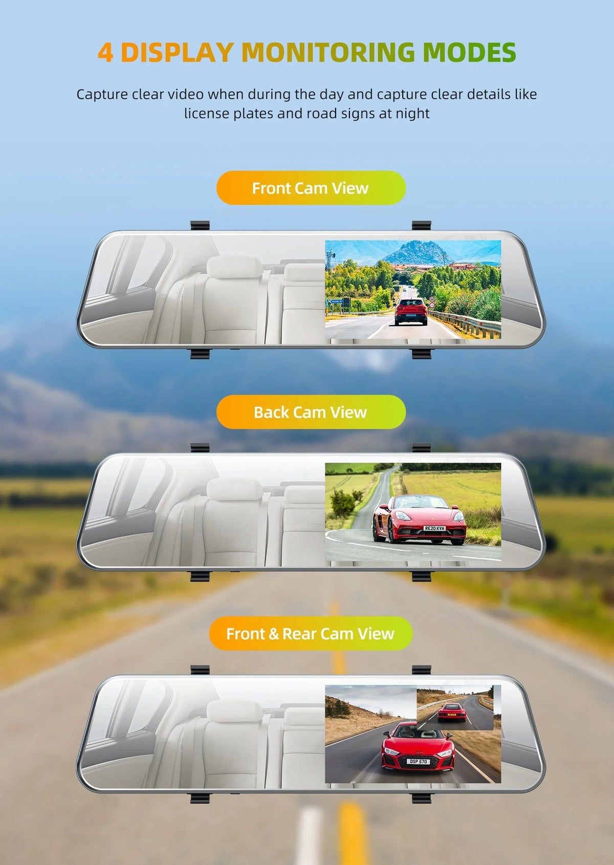 TOGUARD Mirror Dash Cam for Cars, 1080P HD Rear View Mirror Camera, 5'' IPS Full Touch Display Front and Rear Dual Dash Camera with G-Sensor, Parking Monitor, Loop Recording, Parking Assistant
