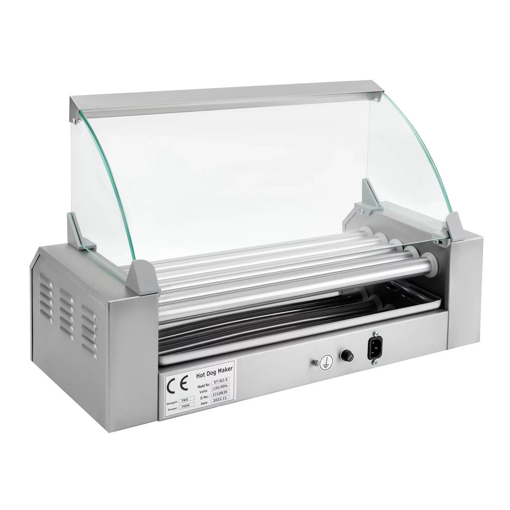 DENEST 110V Sausage Grilling Machine Set 12-Hot Dog Holds 0-250℃ W/5 Stainless Rollers