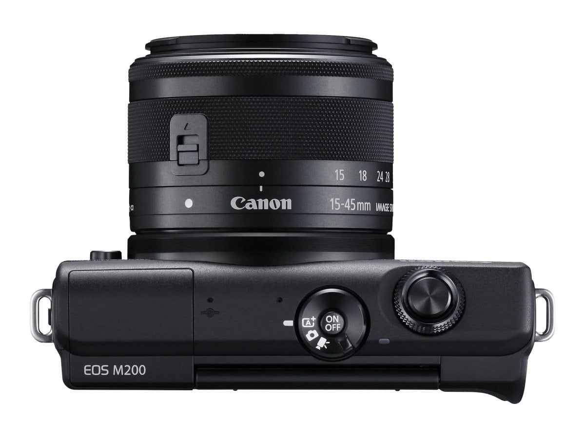 EOS M200 - Digital camera - mirrorless - 24.1 MP - APS-C - 4K / 25 fps - 3x optical zoom EF-M 15-45mm IS STM lens - Wi-Fi, Bluetooth - black