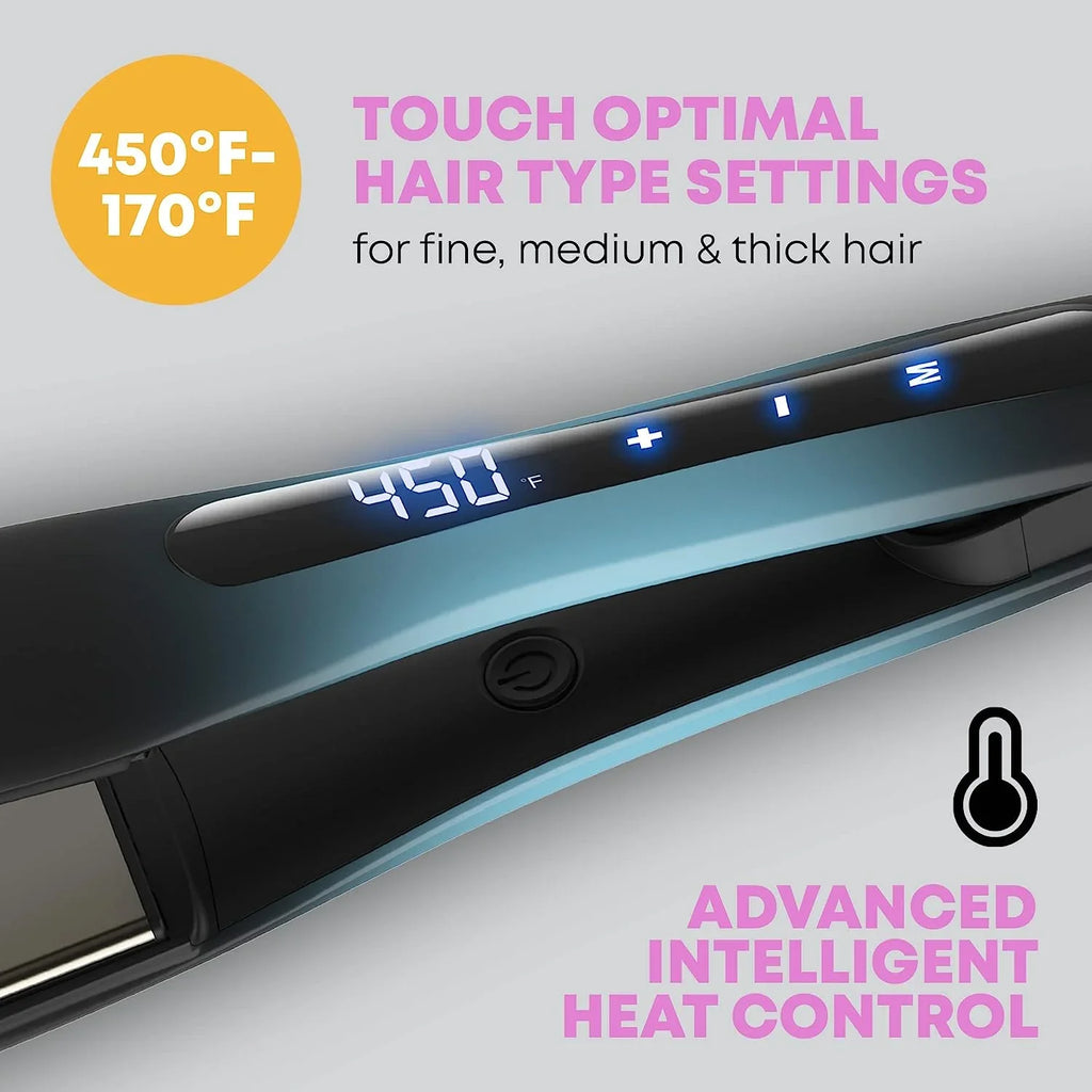 Revamp Progloss Wide Ultra X Shine 1.5-Inch Flat Iron Hair Straightener – Ceramic Hair Straightener with Keratin, Argan & Coconut Oil Pre-owned Ceramic & Ionic Plates, Ideal for Long, Thick, Curly Hair