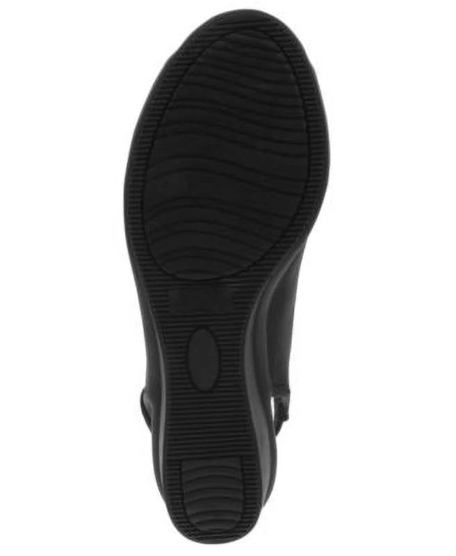 KAREN SCOTT Womens Black Goring Cushioned Studded Yameen Peep Toe Wedge Slip On Heels Shoes 10.5 M