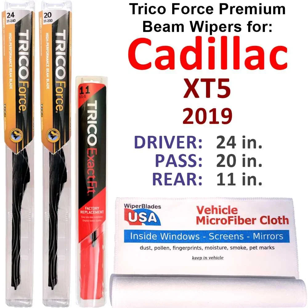 2019 Cadillac XT5 Platinum Functionality Beam Wipers (Set of 3) w/Rear Wiper