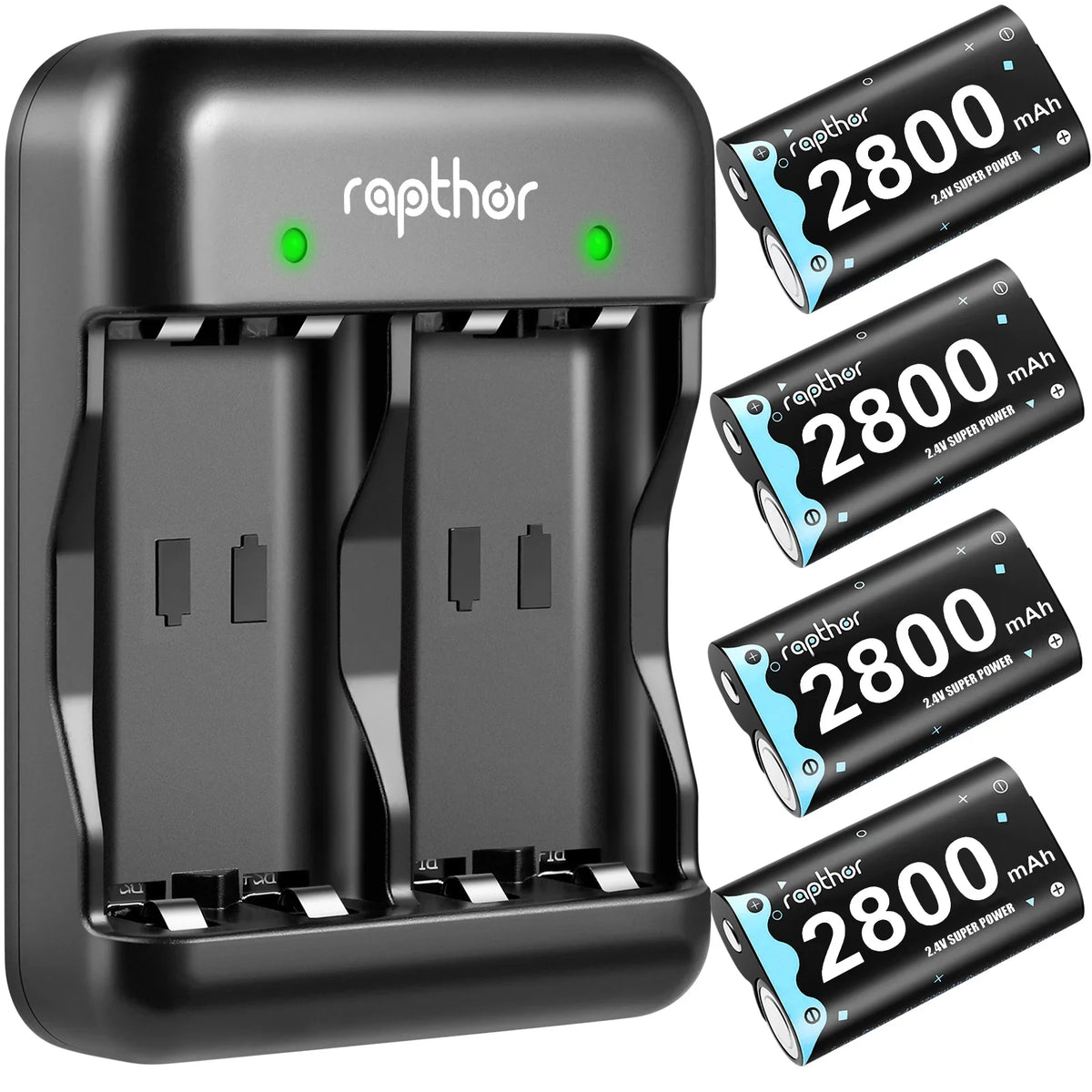 Rapthor 2800 mAh Controller Battery Pack for Xbox One/Xbox Series X/Xbox One S/Xbox One X/Xbox One Elite, 4 x 2800 mAh Rechargeable Battery