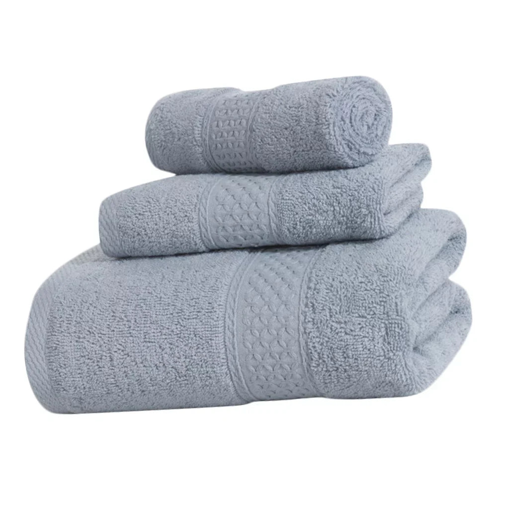 3 Pcs/set Home Hotel Cotton Towel Hands Face Body Liquid Sweat Absorption Cleaning Drying Towel, Medium Grey