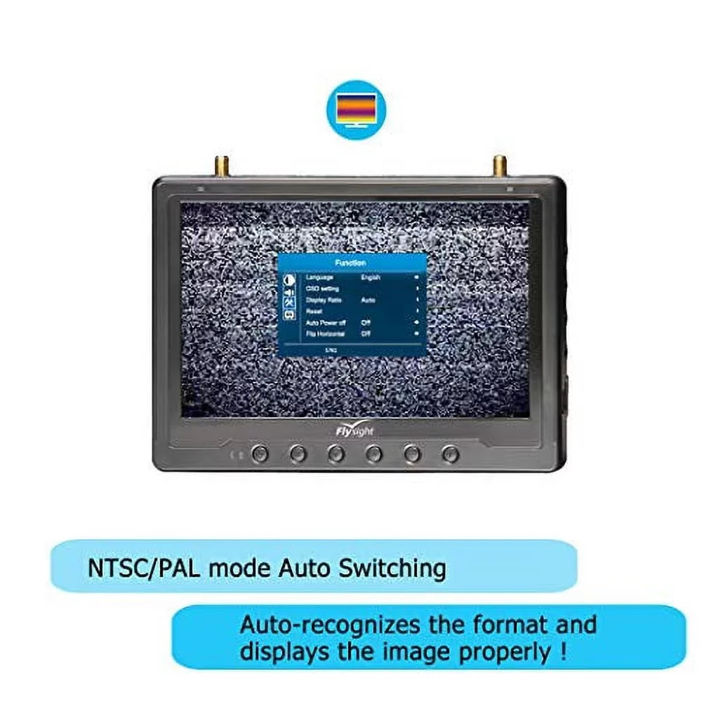 BLACK PEARL 5.8Ghz FPV Monitor Flysight RC801 FPV Diversity Monitor7 Inch FPV Ground Monitor with DVR and HDMI Perfect FPV Capability Monitor for DJI Phantom Drone Inspire (RC801DSMA)