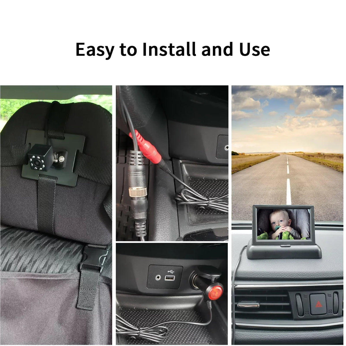 OWSOO Car 4.3'' Car Monitor with Infrared Night Vision Plug and Play View Infant in Rear Facing Seat with Wide Crystal Clear View Easily to Observe The 's Every Move