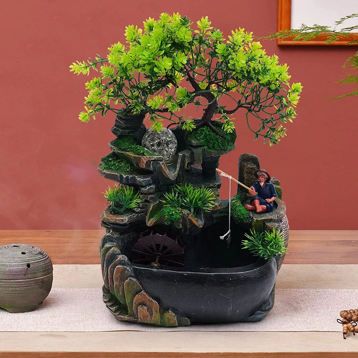 Miumaeov Ornament Rockery Fountain Fluid Fengshui Desktop Zen Decor