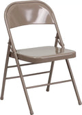 HERCULES Series Triple Braced & Double Hinged Beige Metal Folding Chair