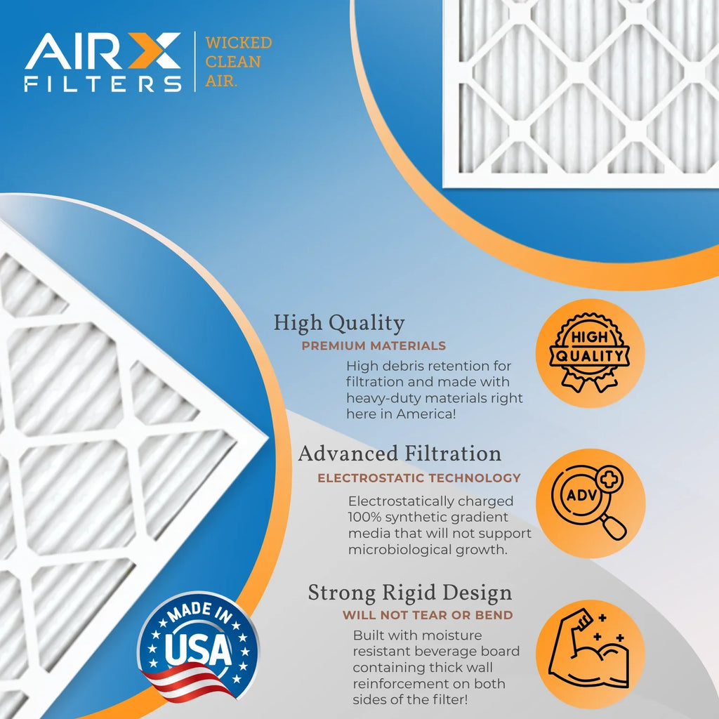 18x24x2 Air Filter MERV 8 Rating, 12 Pack of Furnace Filters Comparable to MPR 700 & FPR 5 - Made in USA by AIRX FILTERS WICKED CLEAN AIR.