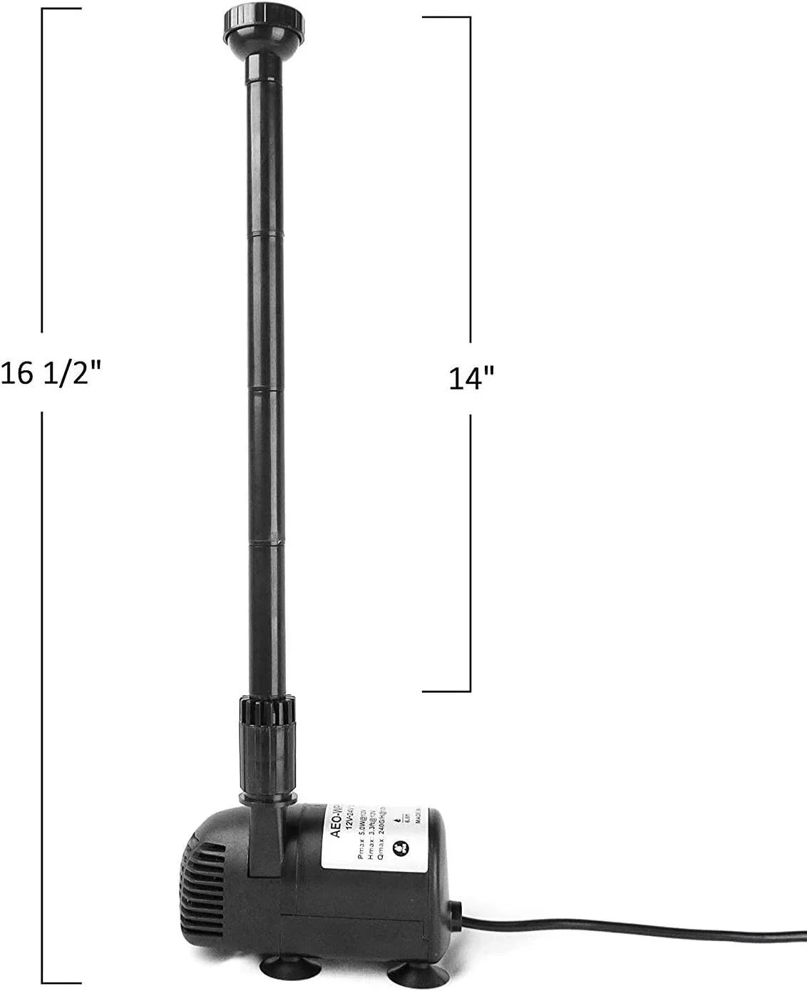 12V - 24V DC Brushless Submersible Liquid Pump, 410GPH, for Solar Fountain, Fish Pond, and Aquarium 410GpH 1 Pack