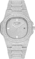 Gosasa Luxury Unisex Watches Crystal Diamond Stainless Steel Watches Quartz Calendar Big Face Wrist Watch for Women Men