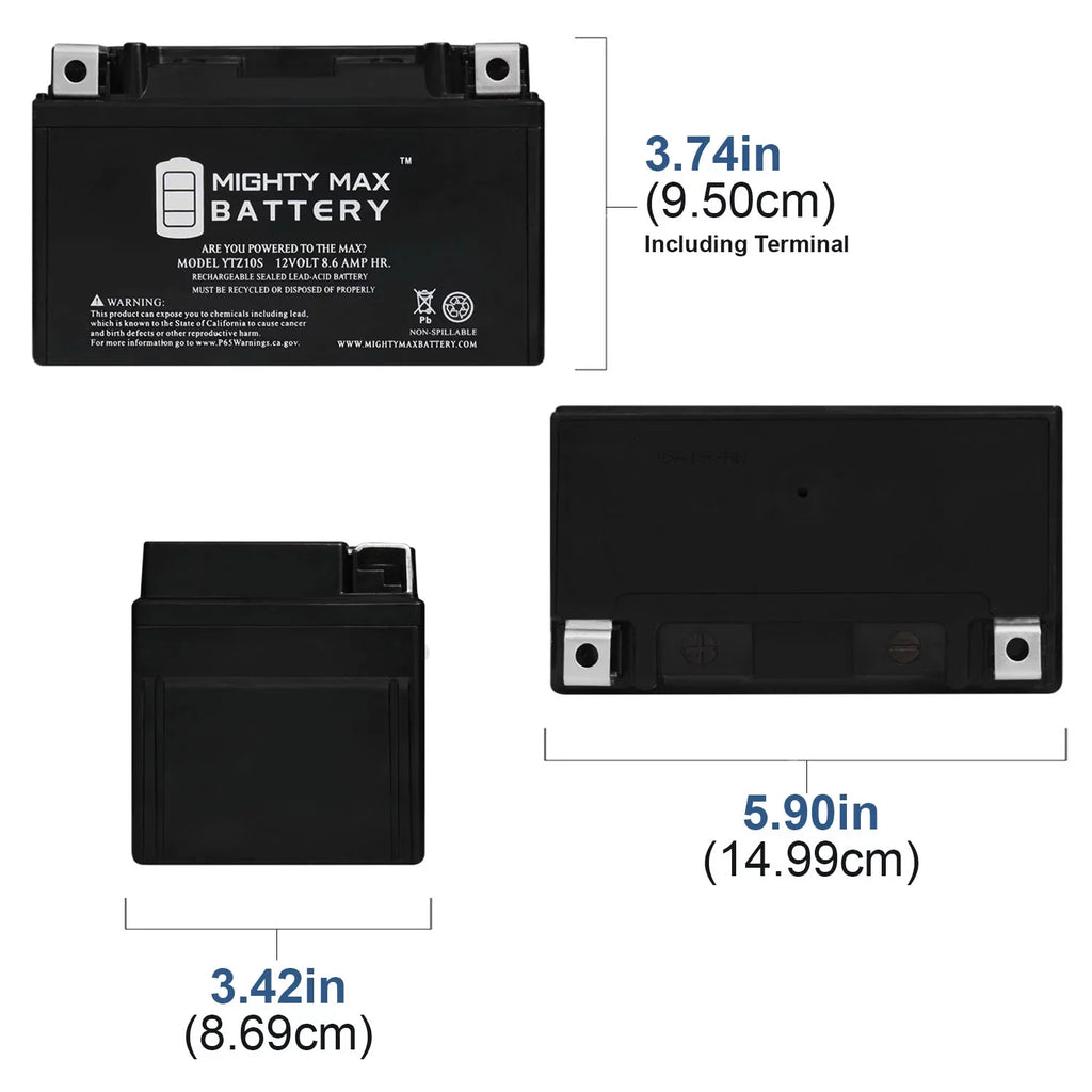 YTZ10S 12V 8.6AH Replacement Battery compatible with Suzuki 1000 GSX-R1000 00-17 - 2 Pack